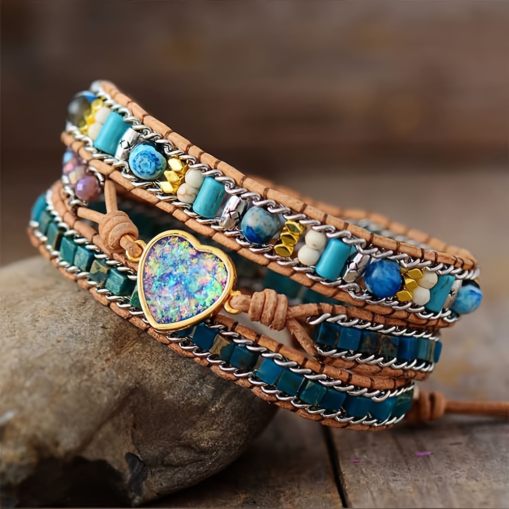 

Women Wrap Bracelet Boho Natural Beads Strand Bracelets