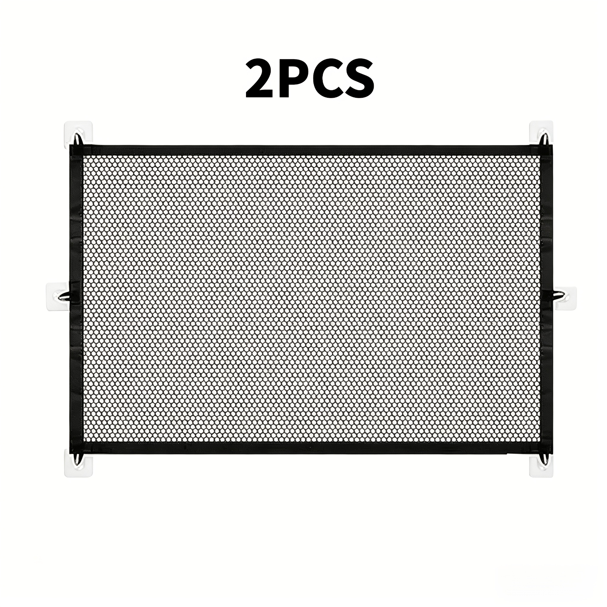 TEMU 2pcs No Drill Black Pe Mesh Pet Partition Gate With Hanging Hooks, Foldable Lightweight Space Safety Barrier, Tool Indoor Outdoor Containment