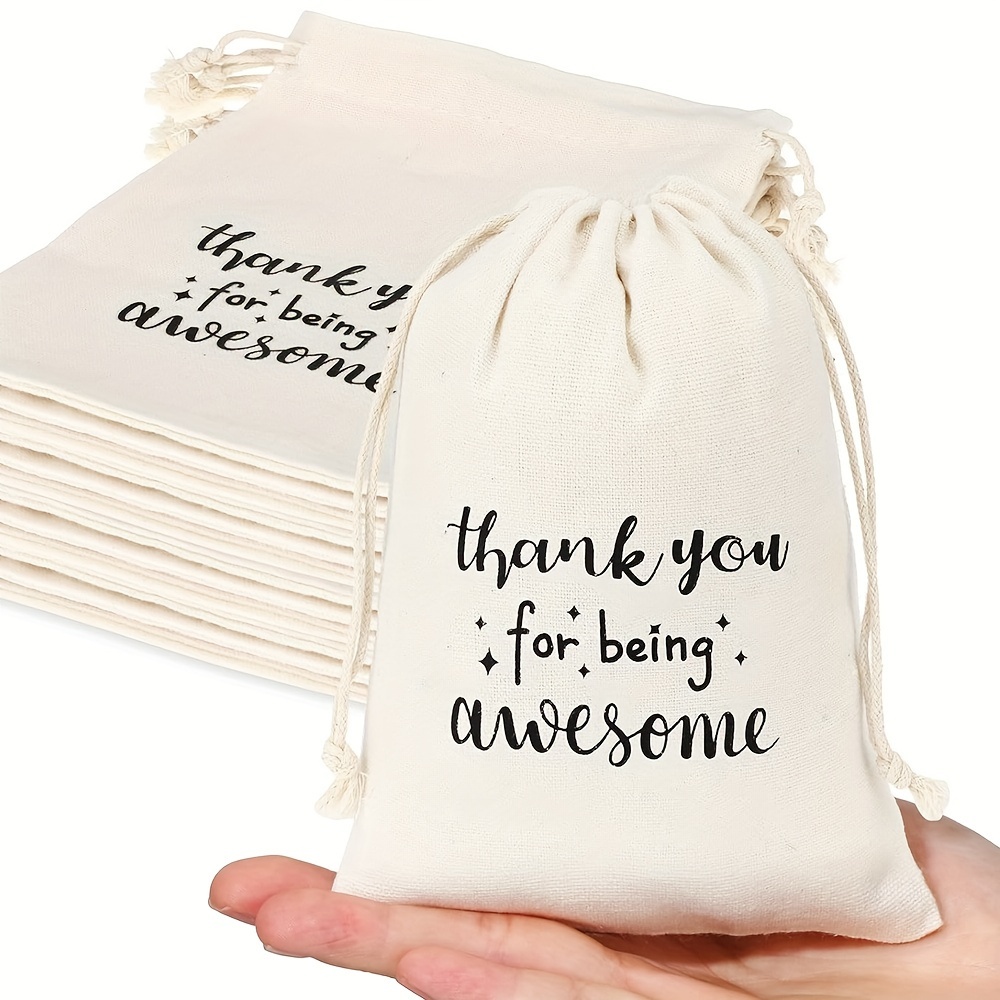 

24pcs Gift Drawstring Bags For Employee Coworker , Thank You For Awesome Bags, Thank You Drawstring Gift Bags For Thanksgiving Christmas