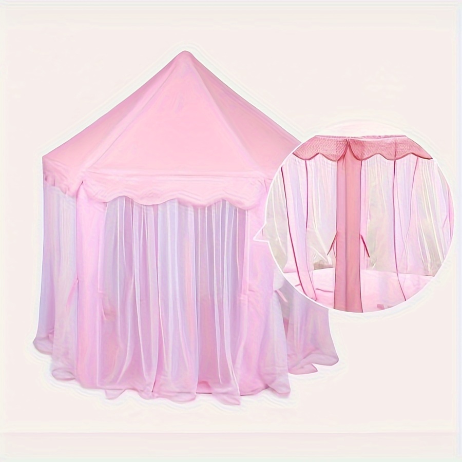 Pink Hexagonal Princess Tent, Indoor and Outdoor Children's Play Tent with Storage Bag, Boys' and Girls' Toys for Role-Playing Imaginative Game Time, Best Birthday & Holiday Gift
