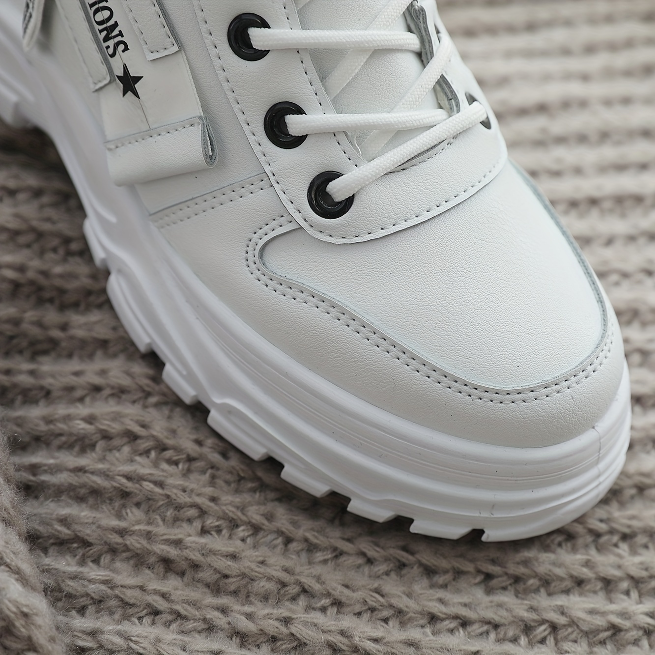 Botas de invierno para mujer CNSN, con forro polar, suela de goma, tacón medio, color negro y blanco, ideales para salidas casuales, viajes y actividades al aire libre, calzado de invierno, botas de invierno con estilo, interior con forro polar