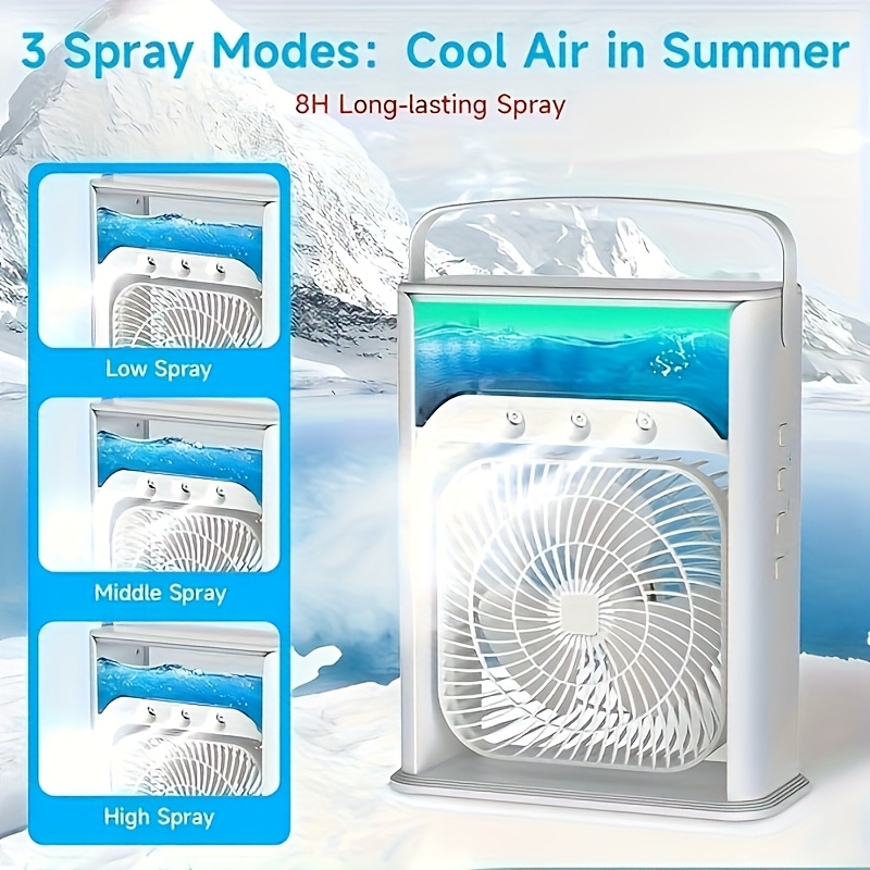 portable air conditioner fan mini evaporative personal cooler with 7 color led lights       spray   suitable for your desk office room bedside table or coffee table pack of 1 details 1