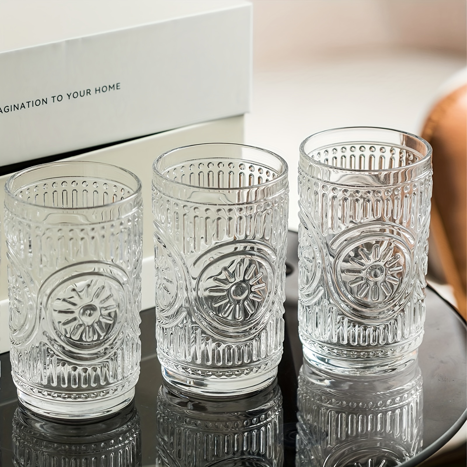 12pcs vintage glassware 14 oz drinking glasses romantic - Temu