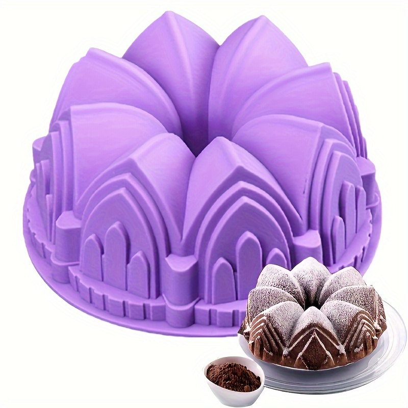 

1pc Large Castle Cake Pan 8.54''x3.35'' Silicone Cake Mold Flower Crown Shaped Bread Toast Baking Mould Diy Homemade Cake Making Bakeware