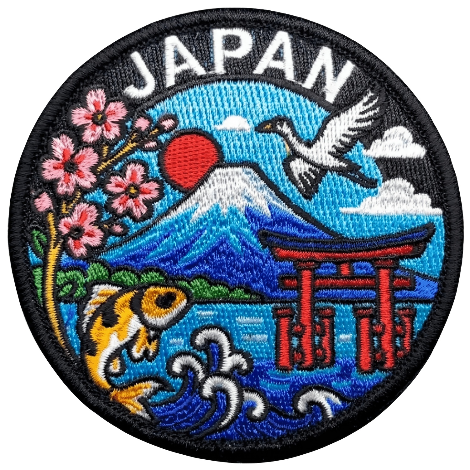 TEMU 【商品名】日本刺繍パッチ：桜、富士山、鳥居、鯉刺繍パッチ アイロン接着 海風 インシュアード アイロン接着/縫い付け 刺繍生地 パッチ トラッカーハット 服 バックパック ゴルフ アクセサリー 友人へのギフト