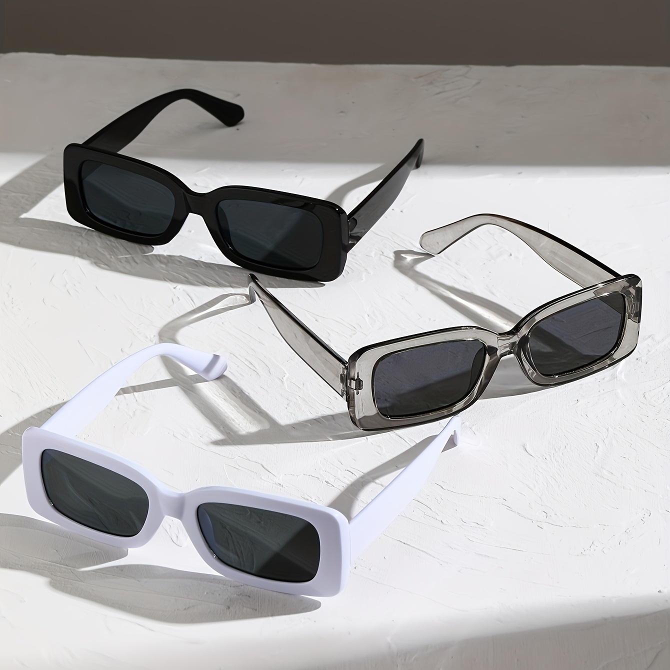 

3pcs Y2k Rectangle Fashion Eyeglasses Anti Glare Glasses For Travel, Beach, Party, Club - Unisex