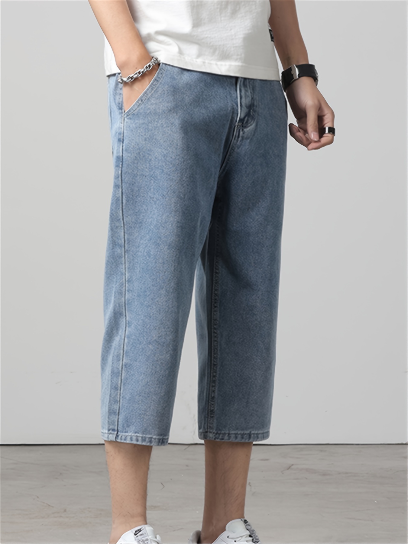 men's lightweight summer denim capris casual loose fit