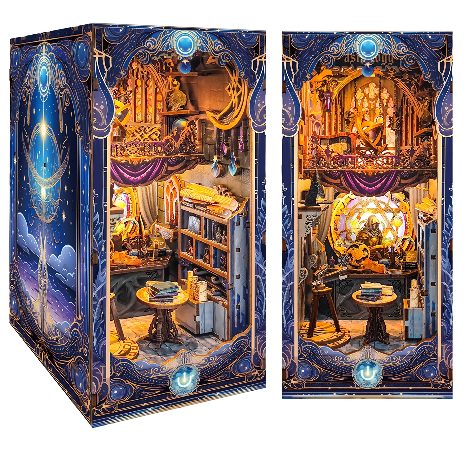 3d diy book nook kit blue handcrafted desktop model 3d - Temu