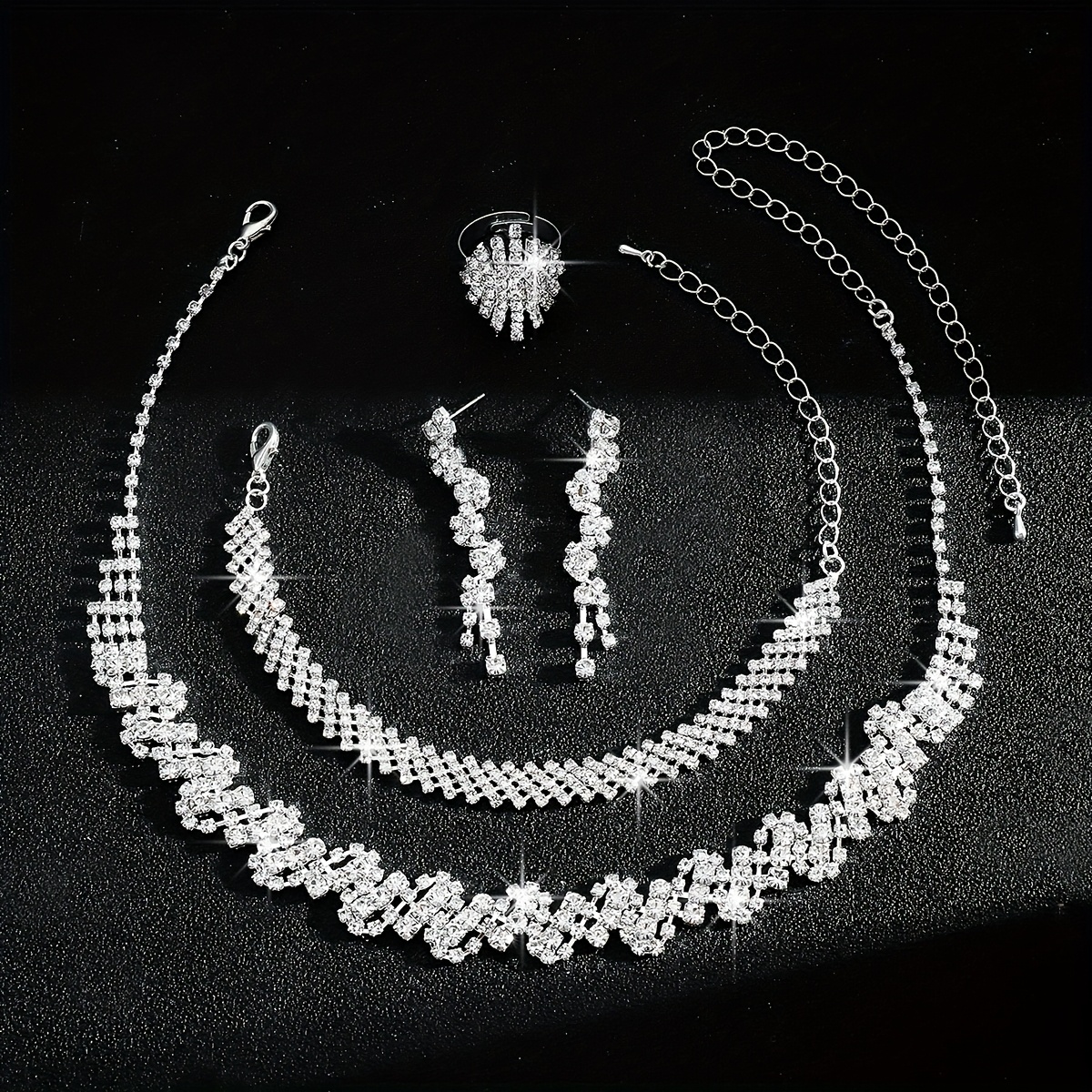 High-End Blingbling Irregular Bridal Set