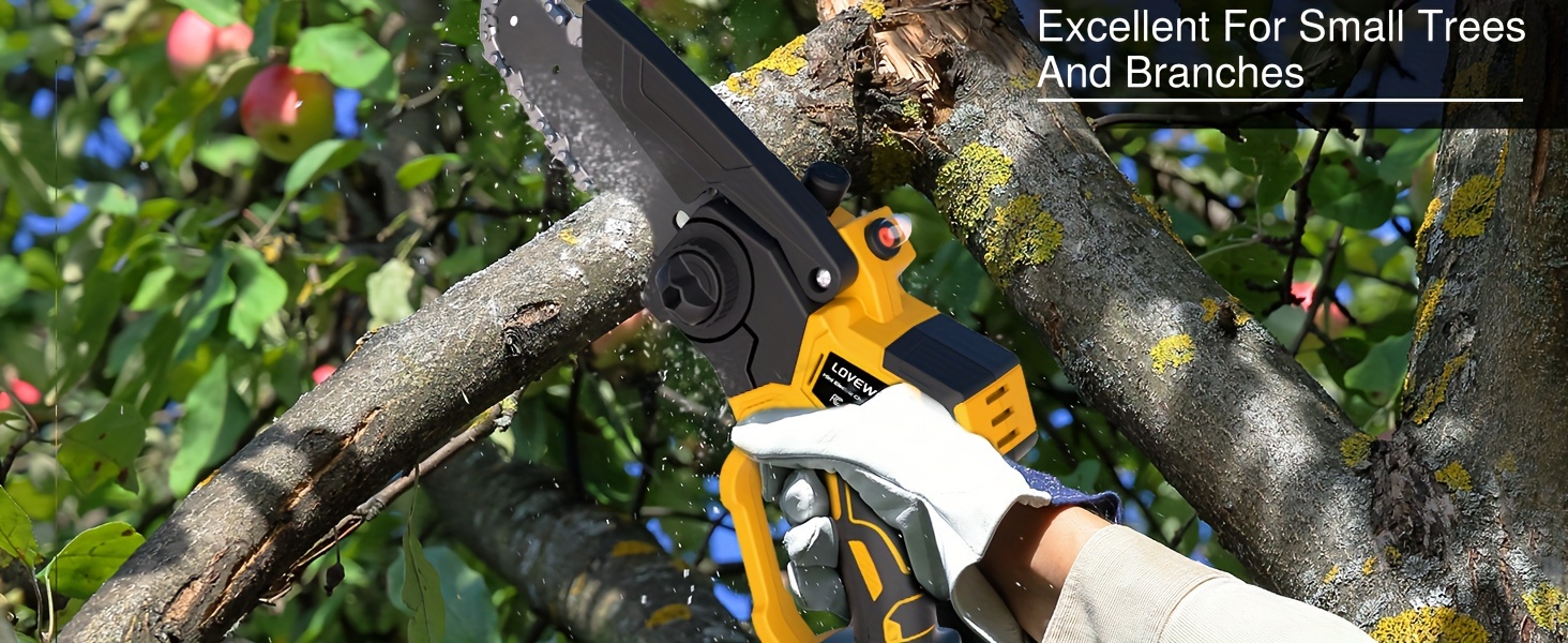 mini chainsaw cordless 6 inch handheld electric chain saw with 3 0ah battery 23ft s speed automatic chain tensioning auto oiler for tree branches courtyard household and garden details 2