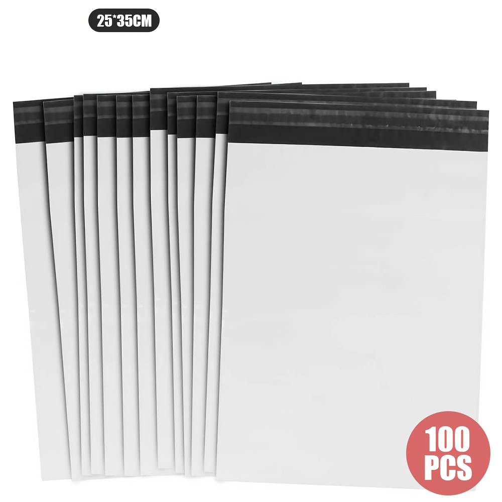 TEMU 100pcs Self Adhesive White Courier Bags, Sealed Plastic Packaging Bags, Delivery Bag Envelope Storage Bags, Transportation Packaging Bags With Specifications For Mailing Supplies