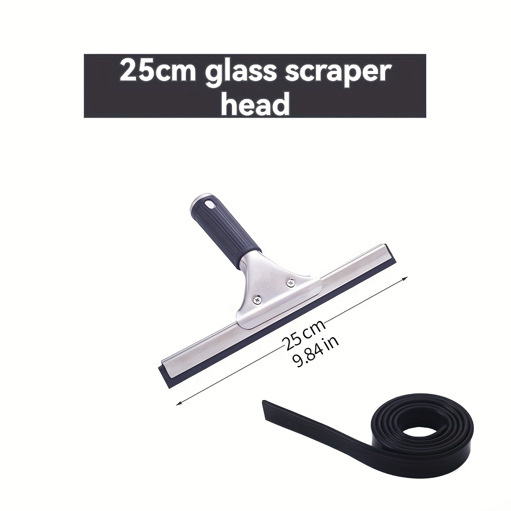 Image of 25/35/40cm Stainless Steel Window Glass Wiper Cleaning Accessories Rubber For Bathroom And Kitchen, Car, Mirror And Other Glass