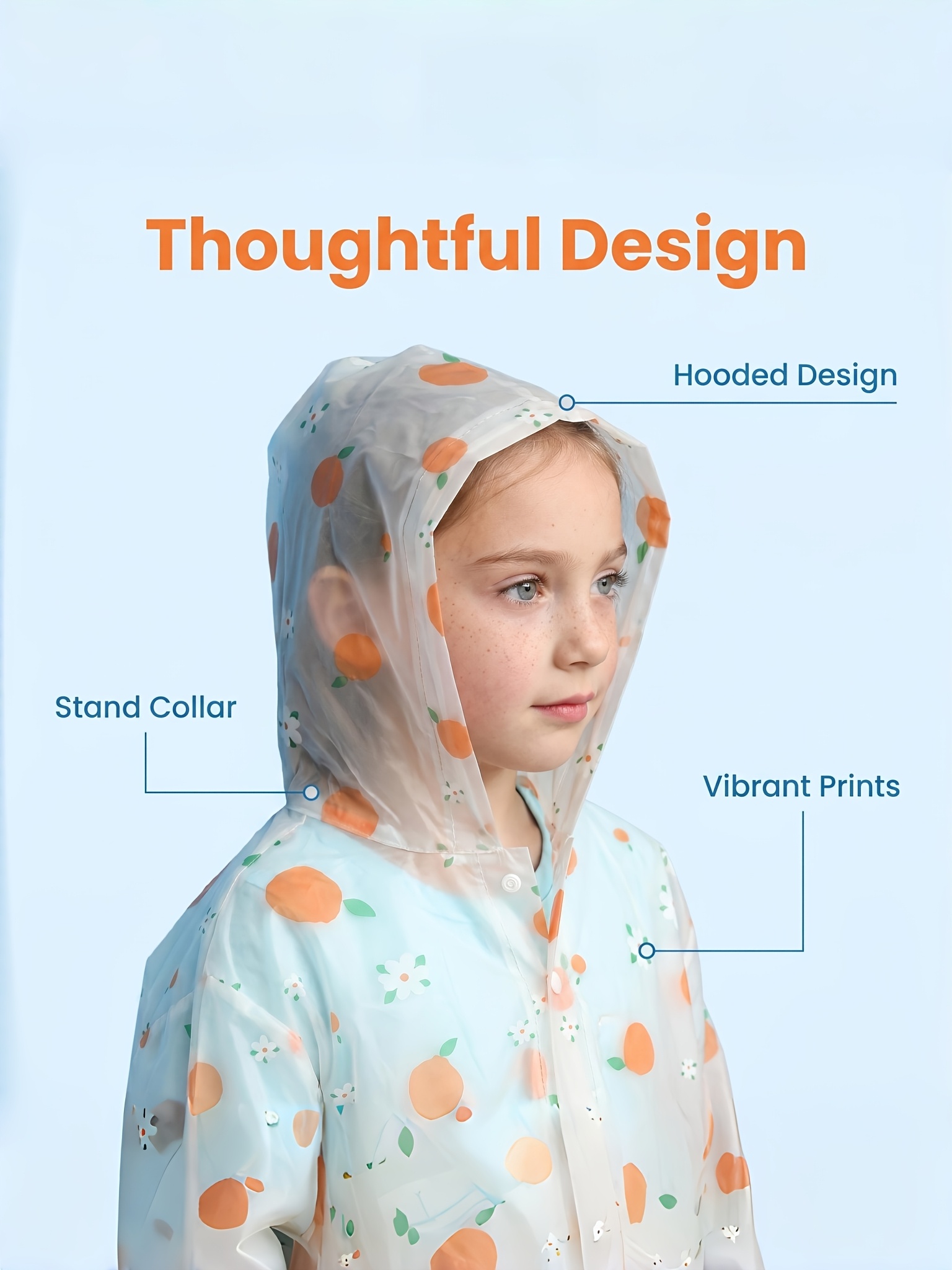 Children's Reusable Printed Raincoat, Thick and Portable