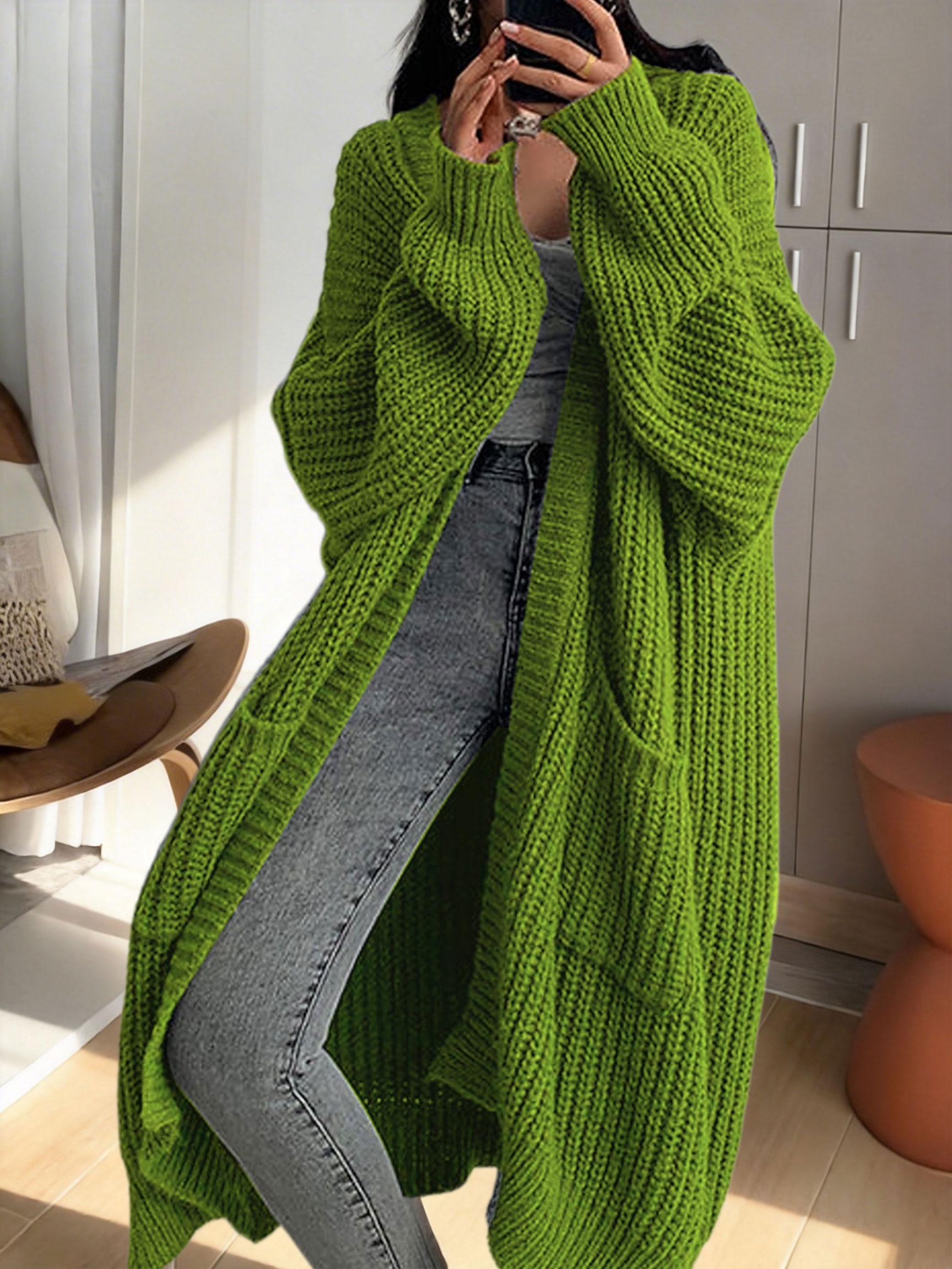 Y2K Long Cardigan Sweater with Long Sleeves