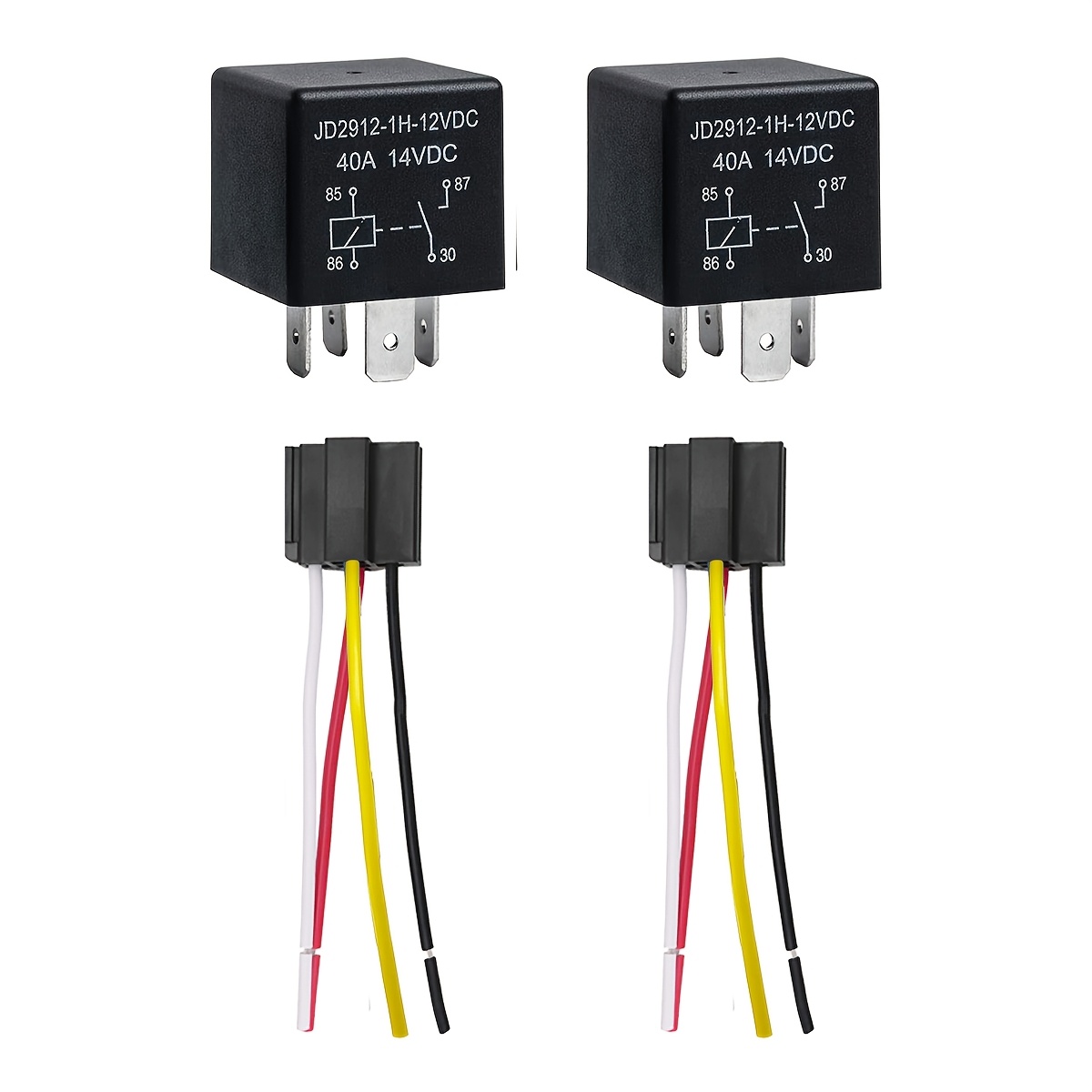 TEMU 30/40amp 12v 5-pin/4-pin Relay Kit With Heavy-duty Pigtail, Spdt Automotive Relay-2pcs