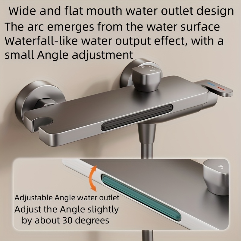 Nowoczesna łazienkowa głowica prysznicowa z montażem na ścianie z designem deszczu - Trwała, z jednym uchwytem, sterowana zimną i gorącą wodą, wygodny prysznic ręczny do relaksujących kąpieli, relaksująca doświadczenie prysznica | Nowoczesna głowica prysznicowa z montażem na ścianie | Trwała głowica prysznicowa