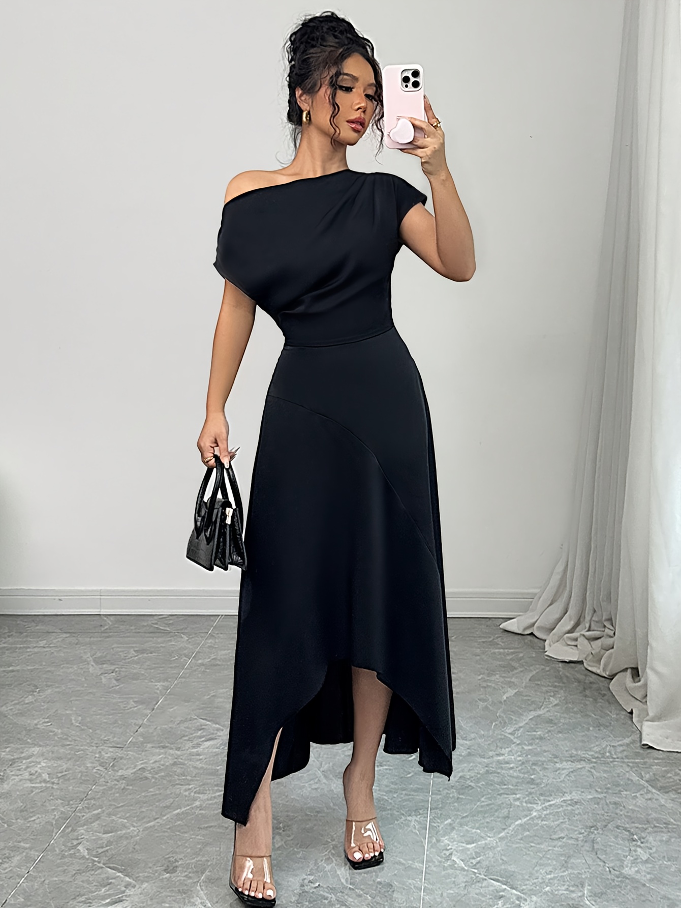 black houndstooth dress Amaris Size-US:12 30% Rayon Model is word party Picia Black And White