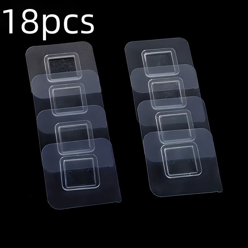 TEMU 18pcs Strong Adhesive Wall Hooks Transparent Waterproof No-drill Hooks Suitable For Bathroom Kitchen Seamless Installation, Waterproof And