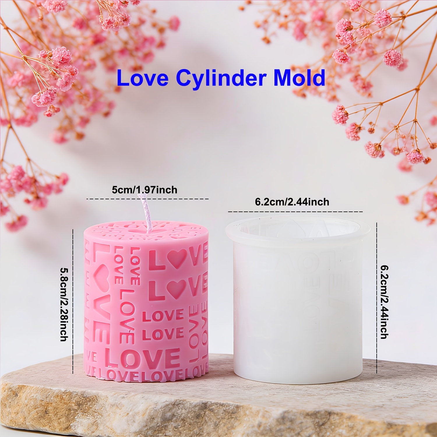 Image of 1pc Love Candle Mold Embossed Love Letters Cylinder And Cube Mold Sculpture Pillar Candle Mold-wedding Candle Mold- Mold-valentine's Day Gift Mold