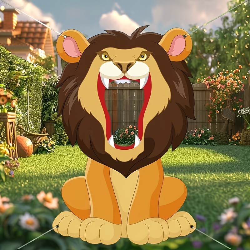 TEMU 1pc 2d Photo Booth Props, Jungle Theme Lion Photo Background | Party Photography Backdrop, Material, Suitable For Birthday And Gift Party