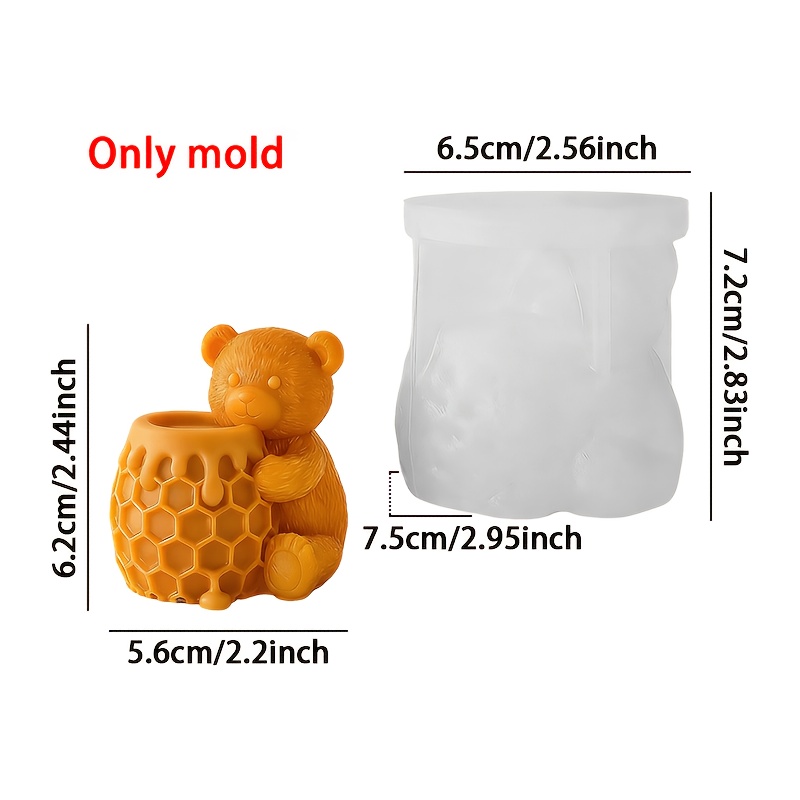 TEMU Moule en silicone résine - Moule en silicone pot d' au miel, de unique / en pot couché / Pot de miel / Seau à miel assis Moule à bougie ,
