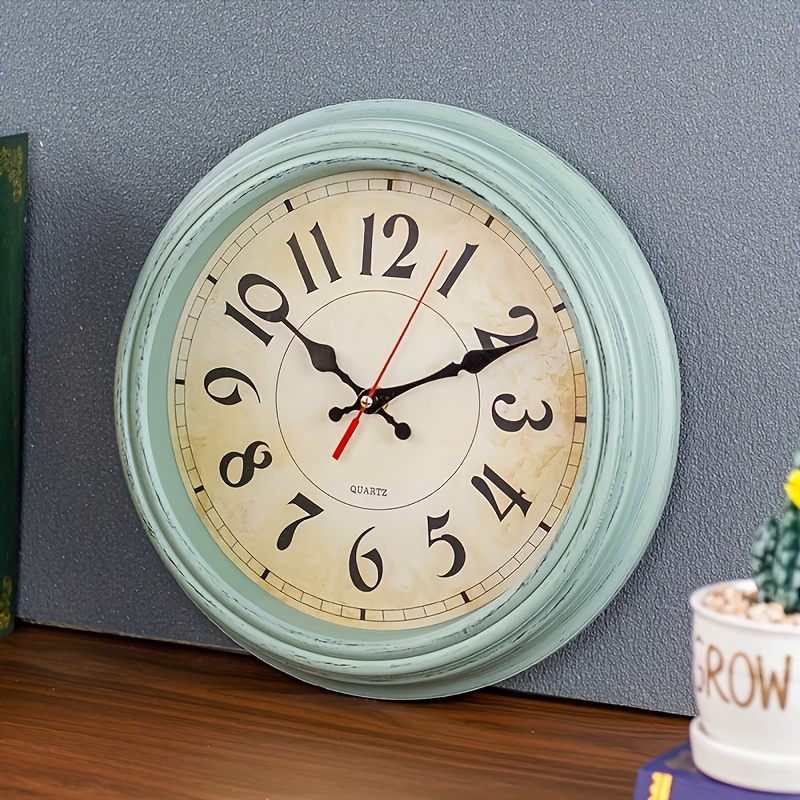 TEMU Vintage Wall Clock Battery Operated 11.8 Inch Rustic Style Decorative Silent Non-ticking Wall Clock For Room Home Office