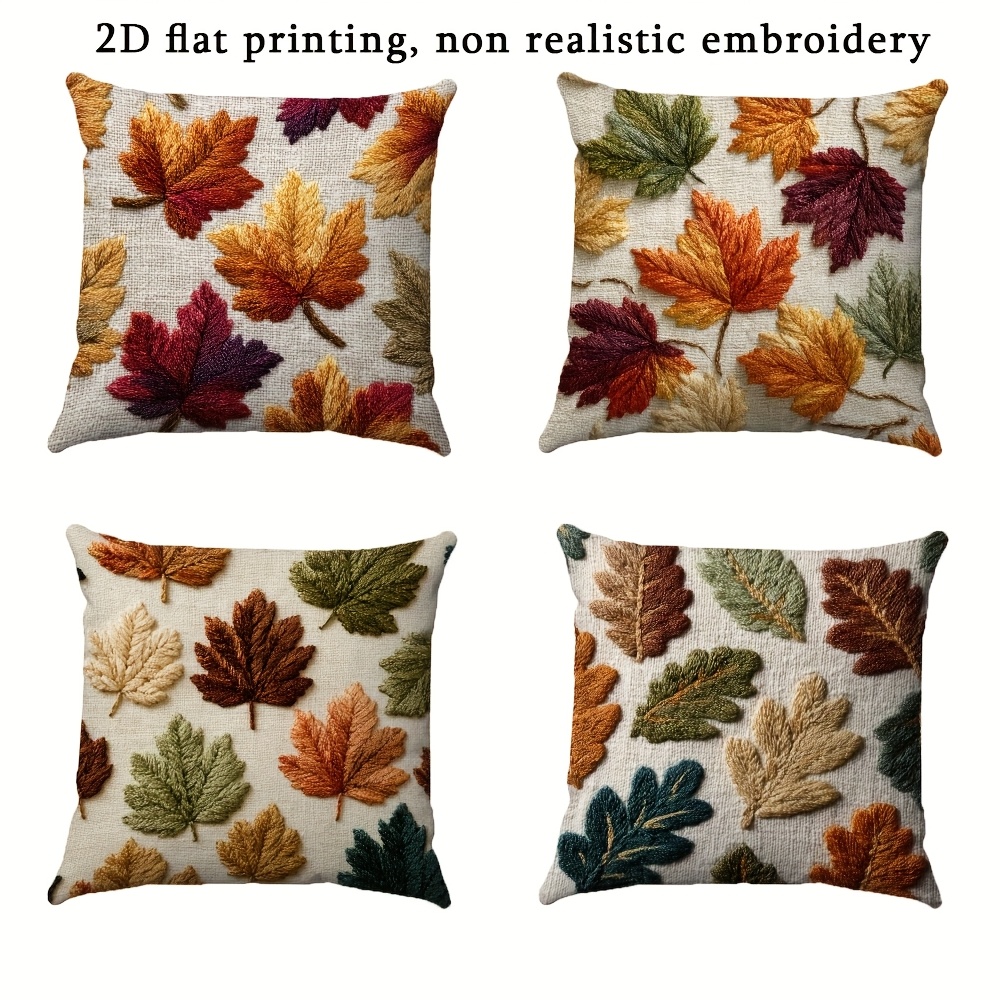 TEMU 2/4 pièces, housse de coussin imprimée 2D style broderie (non-brodée), décoration pour canapé salon ou chambre à coucher, 18x18 pouces carrés