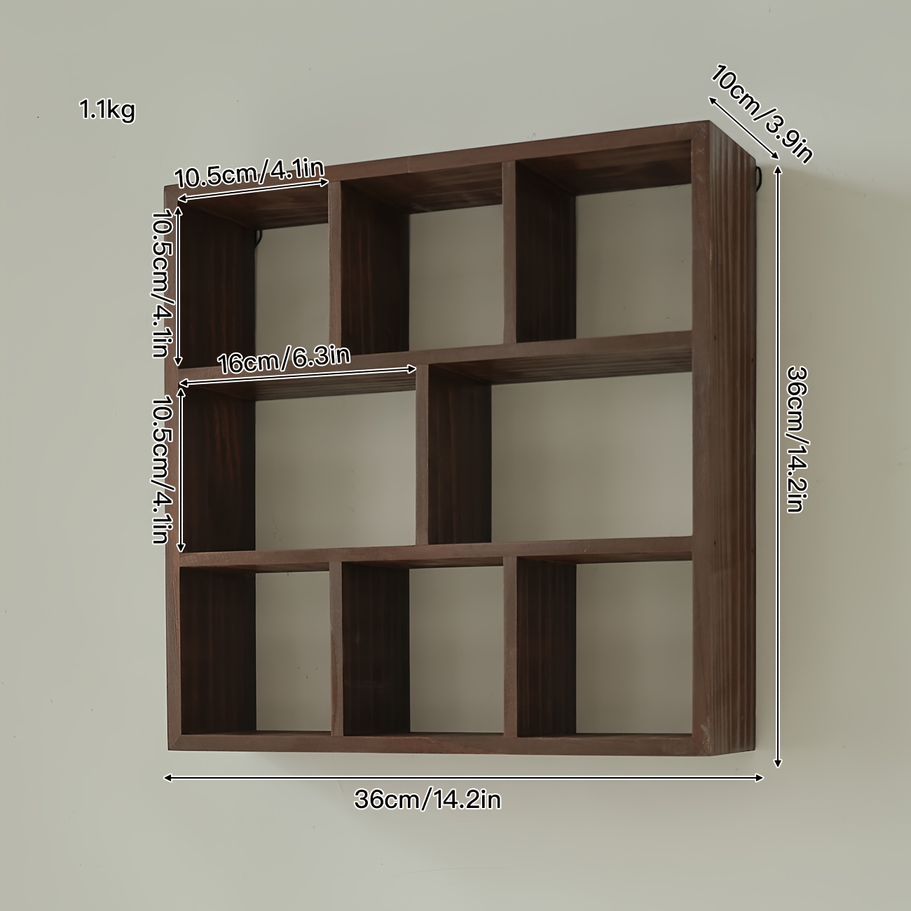 TEMU 1pc, Solid Wood Wall-mounted Storage Rack, Wall Decoration Rack, Wall Storage Rack, Suitable For Living Room, Study, Bedroom