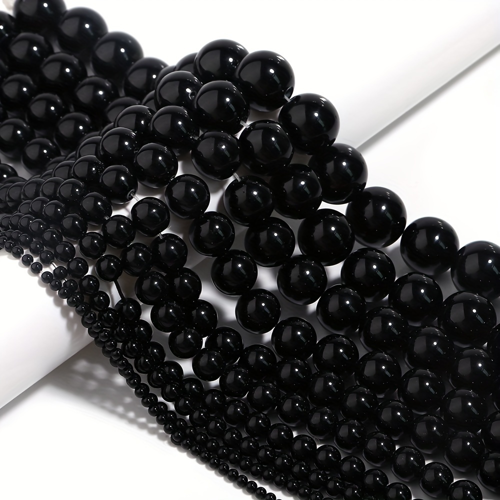 

1string 4/6/8/10mm Natural Stone Black Onyx Gemstone Beads Smooth Round Loose Beads For Diy Bracelets Necklaces Jewelry Making Supplies Crafting Beading Material