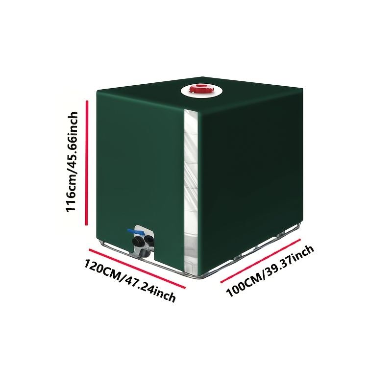 TEMU Suitable For 1000l Outdoor Water Tank Cover, Green, Blue, Transparent Film Design Allows Viewing Of Water Tank Water Level, Outdoor Water Tank