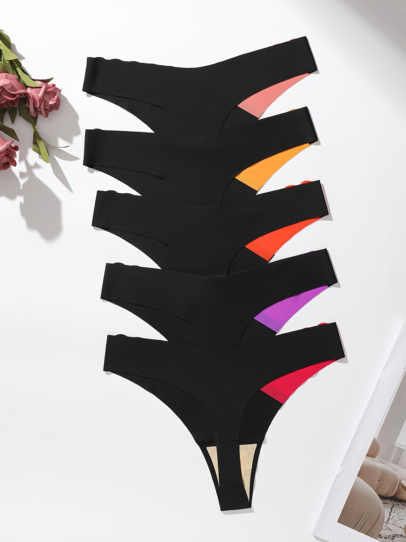 5-Pack Seamless Shell-Shaped Women'S Bikini | Comfortable and Breathable, Color Block Design, Ice Fiber Fabric, Suitable for All Seasons and Daily Wear