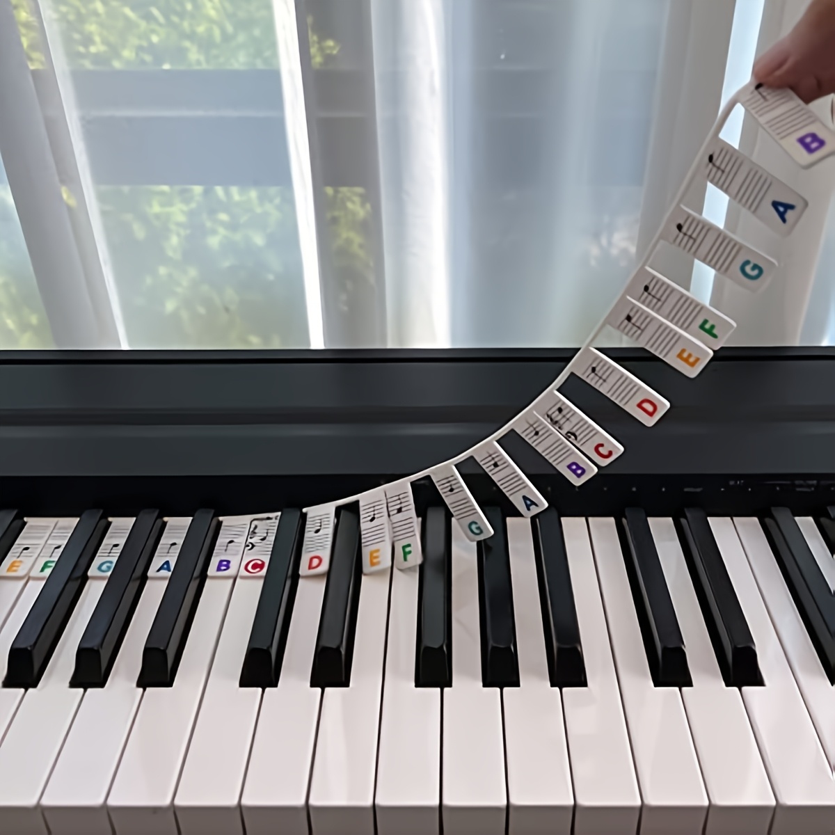 

1 Set Beginner Note Guide - Detachable & Reusable 88-key Keyboard Labels For Learning, Full Size, No Stickers Needed, Black & White