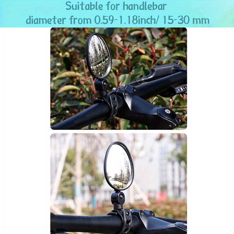 [360° Rotatable Bike Mirror Fit] Durable, Fit 360° Rotatable Bike Mirror - Oval Acrylic Convex Rear View, Shockproof Handlebar Mirror for Mountain & Road Bikes