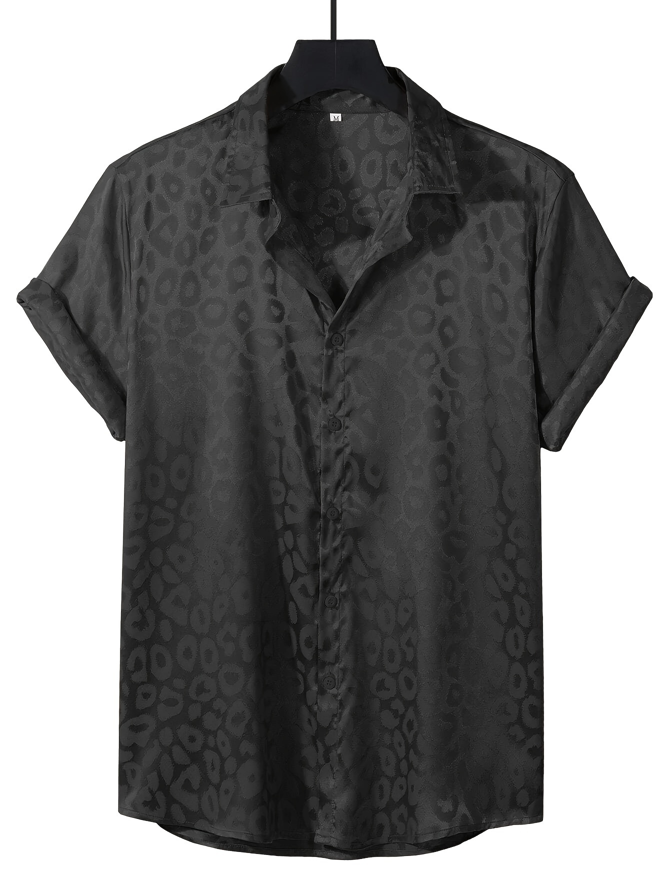 Men's Leopard Print Shirt With Chest Pocket, Casual Lapel Button Up Short  Sleeve Shirt For Outdoor