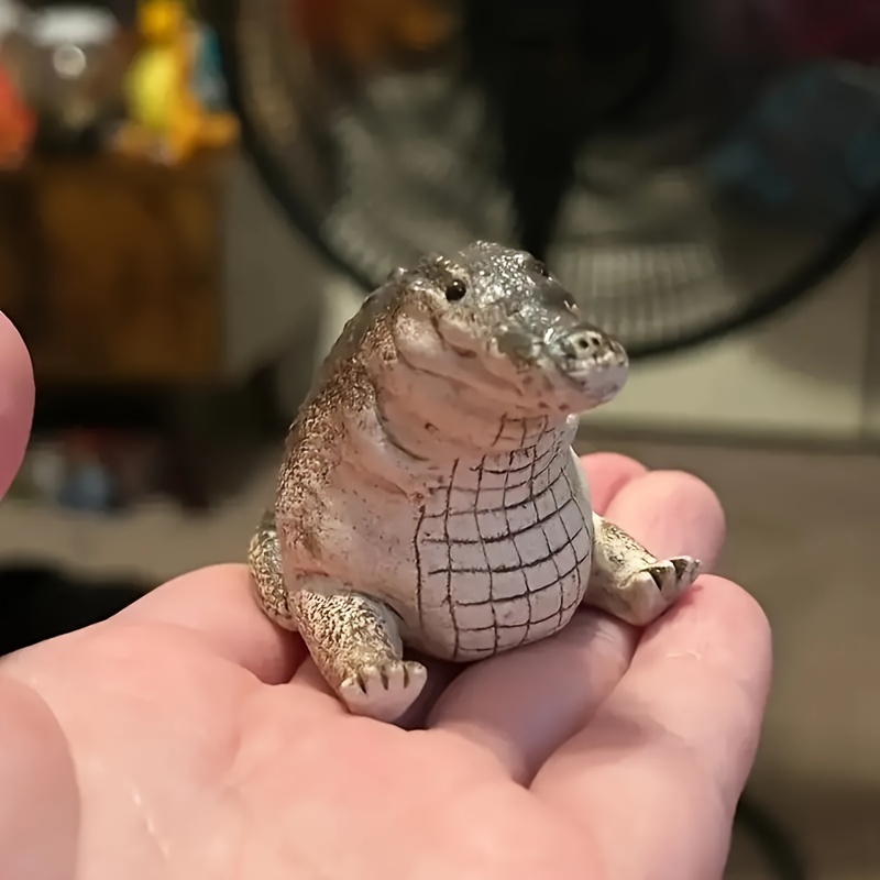 TEMU Chubby Little Crocodile Figurine - Resin Decor, Dining Table Or Coffee Table, Room Decor
