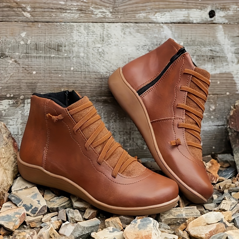 womens casual lace up ankle boots fashion versatile womens boots women shoes