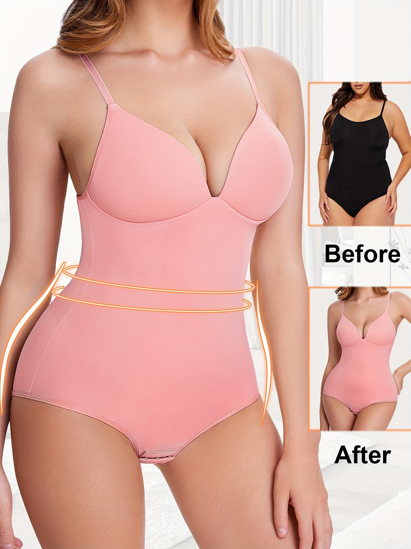 V Neck Shaping Bodysuit Simple Soft Tummy Control Slimmer - Temu