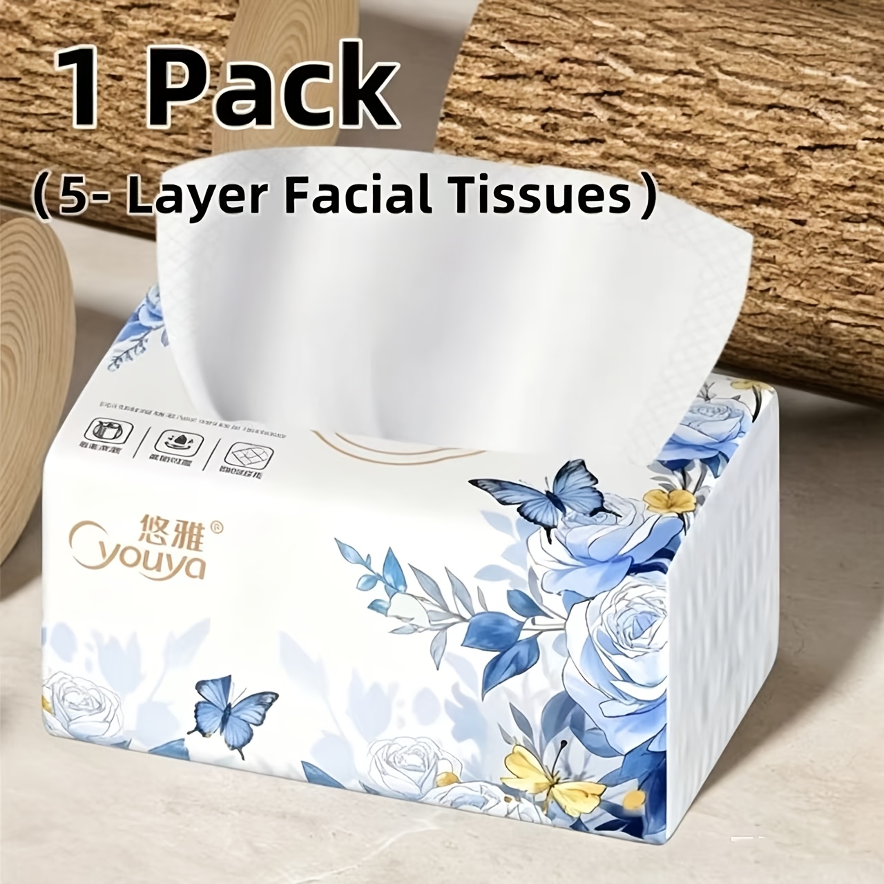 400 Sheets - 5-ply Ultra Soft Wood Facial Tissues, Dye-free, 5 Layer Thickening, Ideal For Home, Office, Restaurant, Hotel And Travel, For | Elegant Packaging | Soft Texture