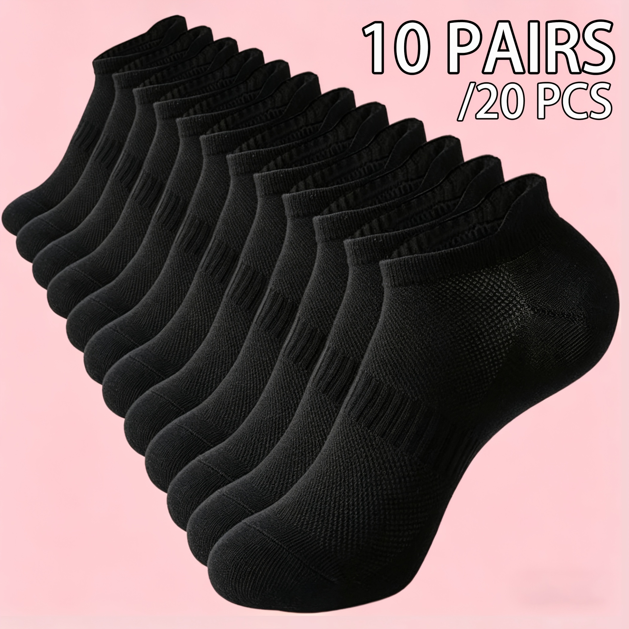 TEMU 10 di Calzini Sportivi Corti da Donna, Calze in Rete Traspiranti, Calze Antiscivolo con a , Calze da Donna Monocromatiche Facili e Versatili,