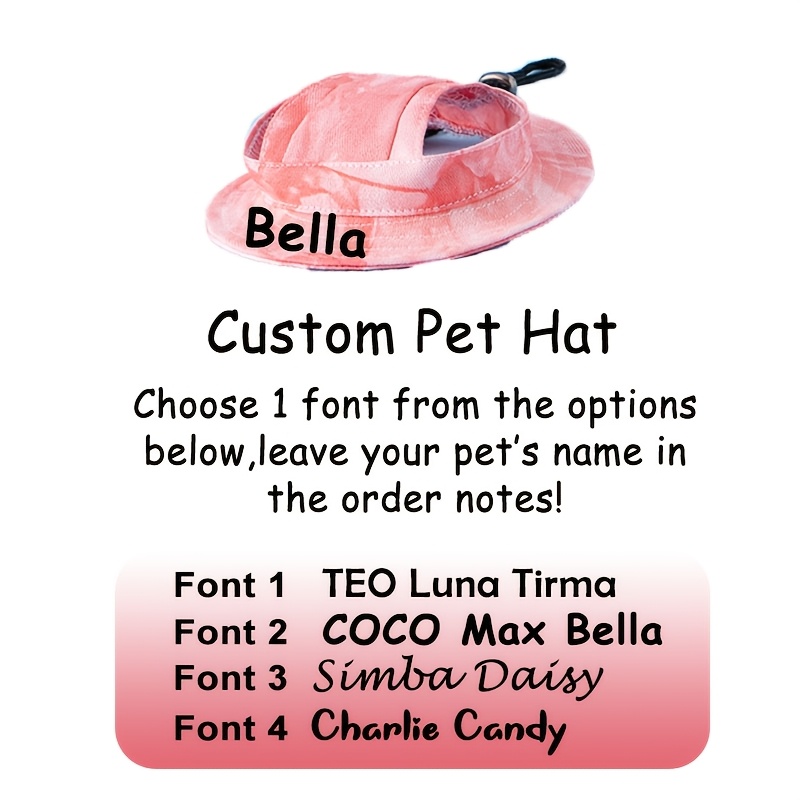 [Customized]Personalized Pet Bucket Hat Custom Name Font Pet Sun Cap for Dogs Cats Outdoor Adjustable Pet Hat Cute Puppy Kitty Fashion Additions