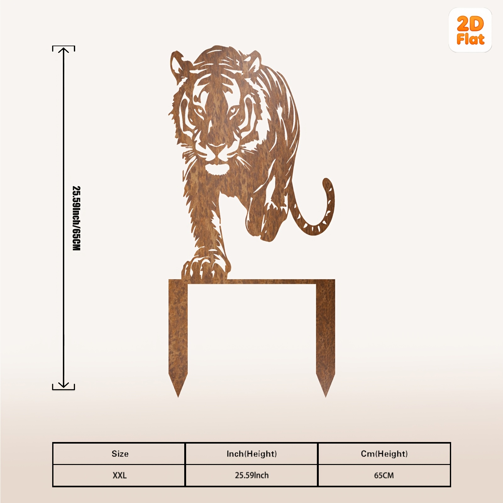 TEMU 【2d Flat】 [2d Flat] 1pc A Tiger Silhouette Metal Stake For Outdoor Use, A Great Present For Halloween Or A -themed Birthday. This Natural