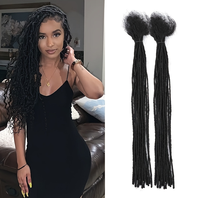 

0.6cm Width 12-20 Inch Dreadlock Extensions Human Hair For Women 10 Strands/pack Permanent Dreadlock Extensions