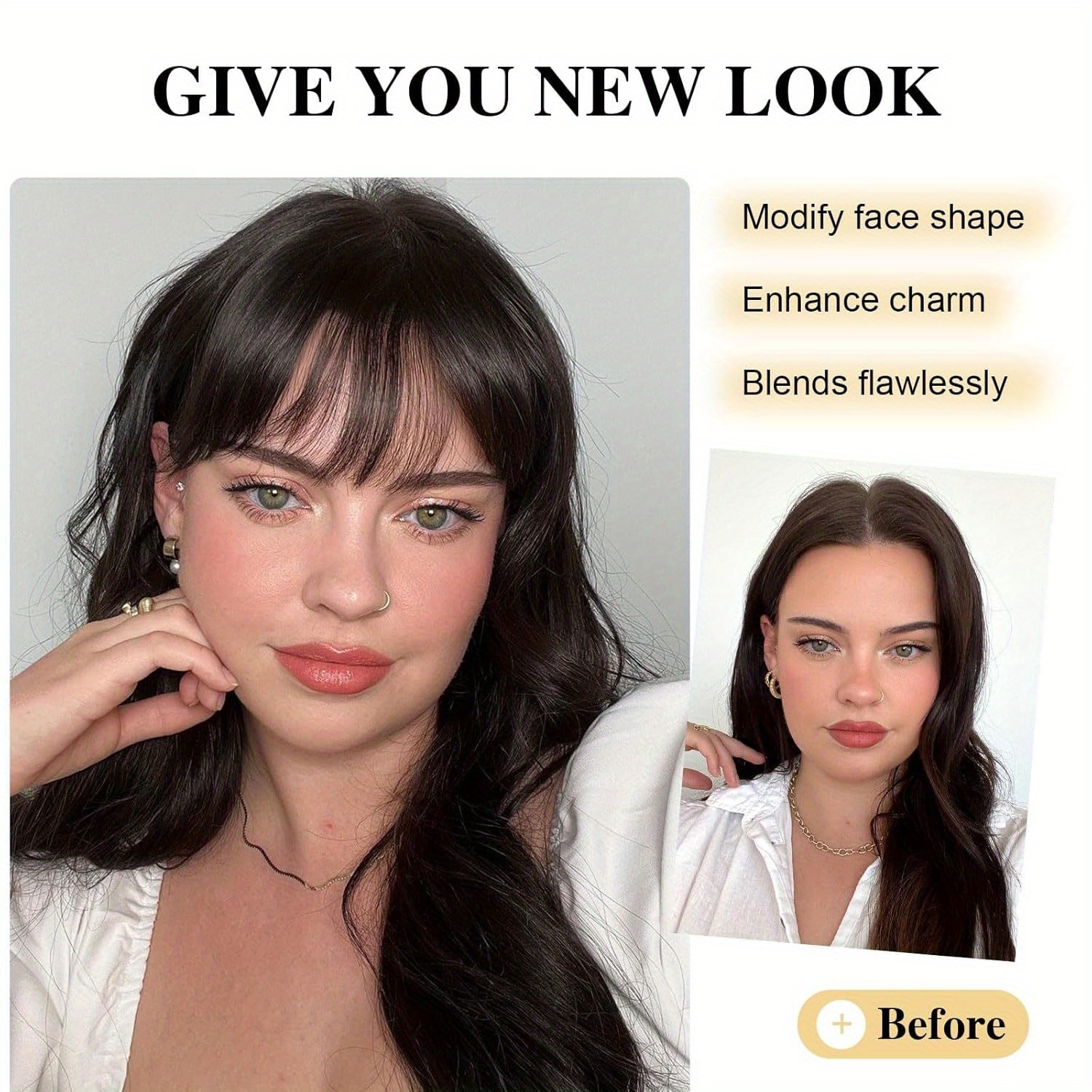 bangs hair clip for women straight hair clip in bangs with sideburns and no sideburns mixed packaging 100 human hair piece details 7