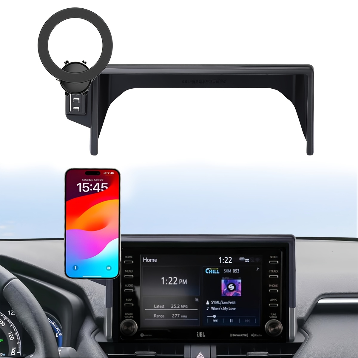 TEMU Car Phone Holder For 2025 2019-2024 For Rav4 With 7/8-inch Screen, Cell Phone Mount Compatible With Magsafe