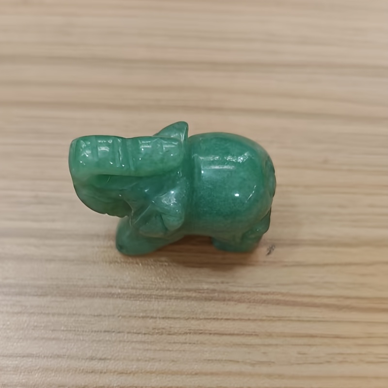 TEMU Hand-carved Aventurine Elephant Sculpture In Vintage Style, Kitchen Decor And Crystal Art Piece For Christmas, Thanksgiving, And Party Decor