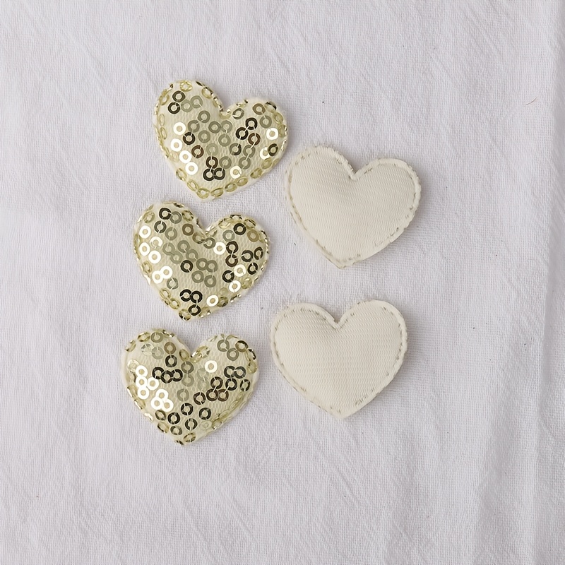 40pcs Colorful Sequined Cloth Love Heart Appliques