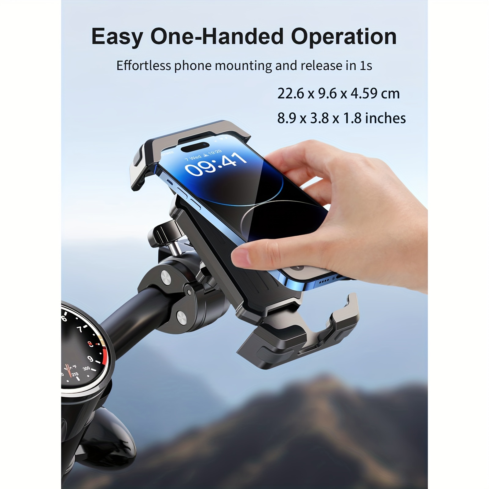 360° Rotating Phone Holder For Bikes, Suitable For Atv/scooter, Fits Phones From 12 To 17.3 Cm, Handlebar Clamp, Superior Anti-vibration, Cell Phone Mount For Motorcycles/bicycles