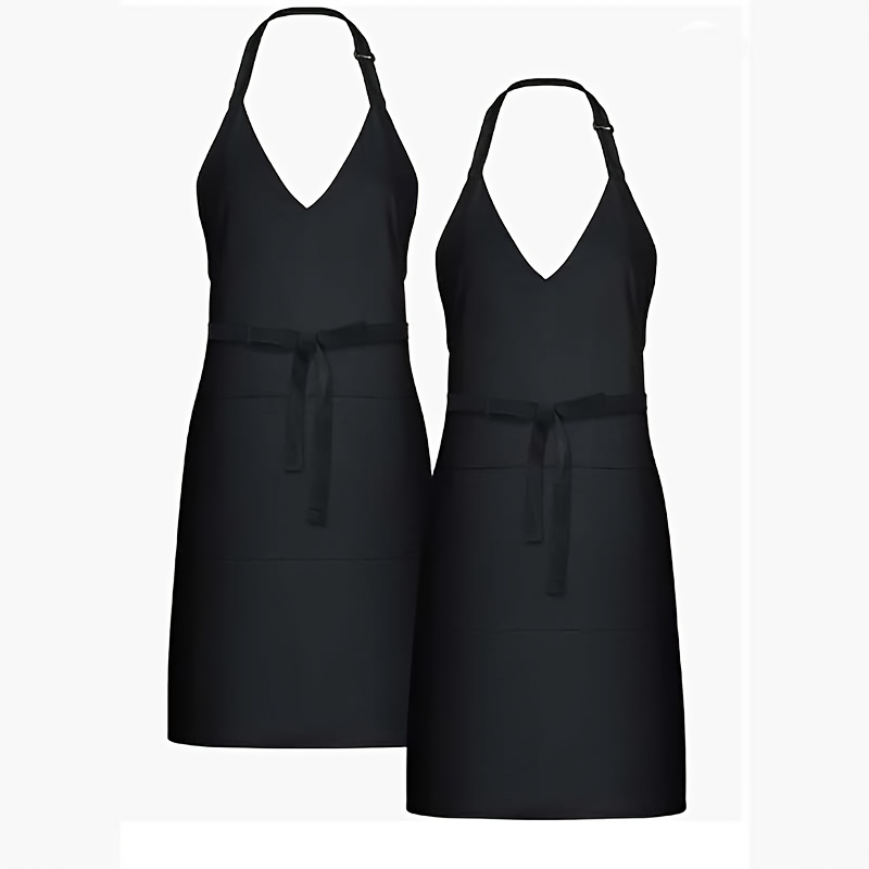 TEMU 2pcs Pack Custom Logo/text/name V-neck Servers Aprons - Waitstaff Uniforms Suitable For Restaurants, Cafes, Tea Shops, Hair Salons, & Flower