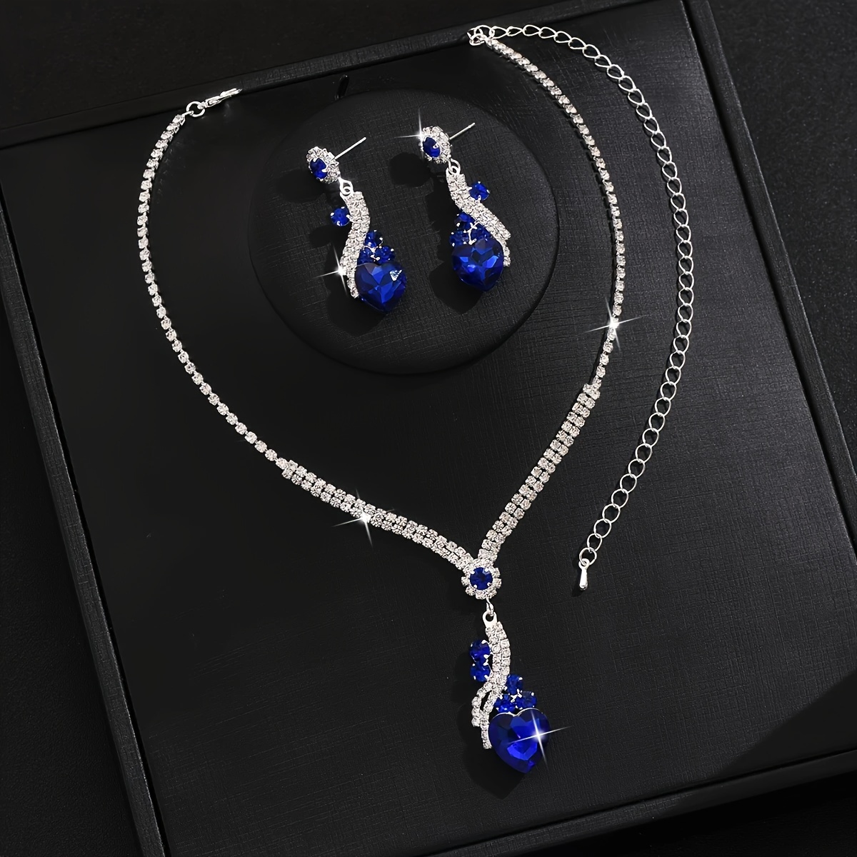 TEMU Juego de 3 piezas (1 collar, 2 pendientes) de joyería de moda de calidad, adecuado para uso diario, , banquetes, fiestas y otras ocasiones.