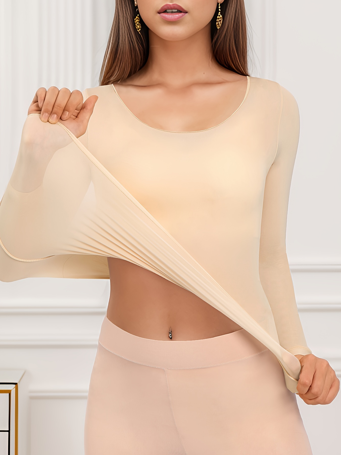 Women's Thermal Comfortable Underwear Long Sleeve Tops - Temu